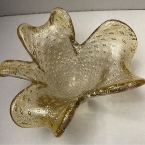Vintage Murano Elegant Gold Glass Art Bowl